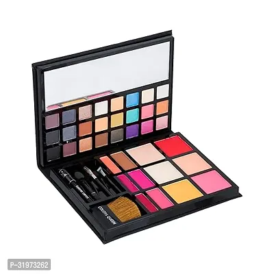 Professional Face Flawless Makeup Palette | 24 Colors Eyeshadow Palette, 3 Blusher, 3 Lipstick, 1 Eyeliner Pencil and 6 Bronze Highlighter with 4 Brush Set and Leather Case-thumb0