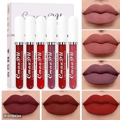 lipstick Set,Dark Red Matte Lipstick Lip Stain Long Lasting 24 Waterproof Lip Gloss Gift Set ,Lipstick Sets for Women Lip Matte Makeup  Beauty Cosmetics (PACK OF 6-04)-thumb2