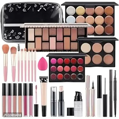 Makeup Kit and 7 Black Makeup Brushes Matte Fixer Primer Contour Foundation 3 in 1