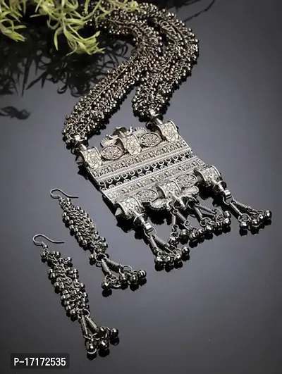 Hella Faishion Long Necklace set in matte black polish..-thumb4
