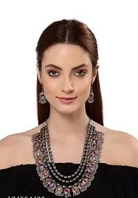 Hella Faishion Latest Stylish Fancy Oxidised Silver Tribal Necklace Jewellery Set-thumb2