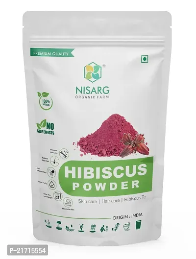 NISARG ORGANIC FARM Hibiscus Powder I Gudhal I 100% Natural  Herbal I Rosa Sinensis I Traditional Method Made I Suitable for Hair pack, Hair oil, Face pack, and Hibiscus Tea-thumb0