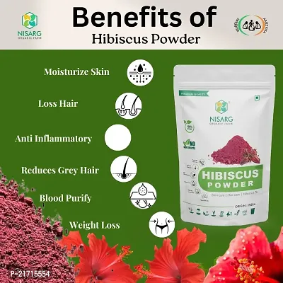 NISARG ORGANIC FARM Hibiscus Powder I Gudhal I 100% Natural  Herbal I Rosa Sinensis I Traditional Method Made I Suitable for Hair pack, Hair oil, Face pack, and Hibiscus Tea-thumb3