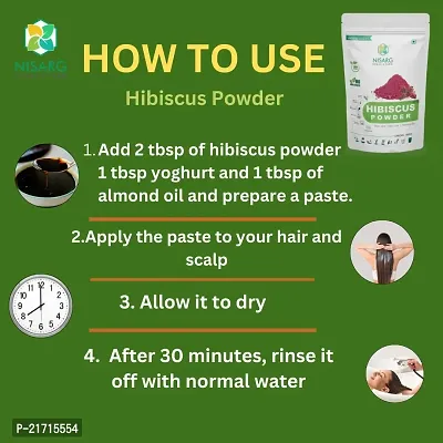 NISARG ORGANIC FARM Hibiscus Powder I Gudhal I 100% Natural  Herbal I Rosa Sinensis I Traditional Method Made I Suitable for Hair pack, Hair oil, Face pack, and Hibiscus Tea-thumb5