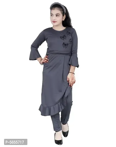 Stylish Cotton Blend Long Top and Pant set for Girls