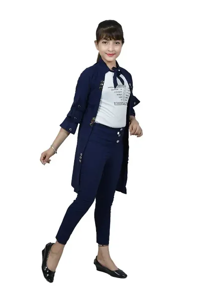 GIRL'S STRETCHABLE  TOP, PANT & JACKET SET