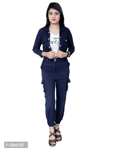 IMPORTED STRETCHABLE THREE PIECE DRESS. TOP PANT WITH JACKET-thumb0