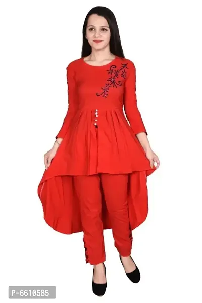 Beautiful Cotton Blend Two Piece Kurta Set For Women