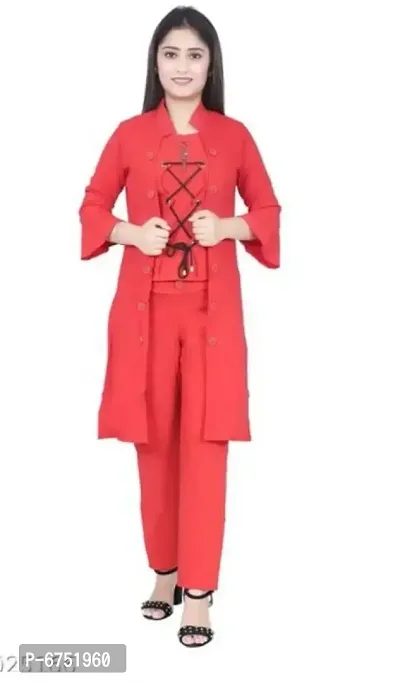 IMPORTED STRETCHABLE WOMEN THREE PIECE DRESS. TOP PANT WITH REMOVABLE SHRUG.-thumb0