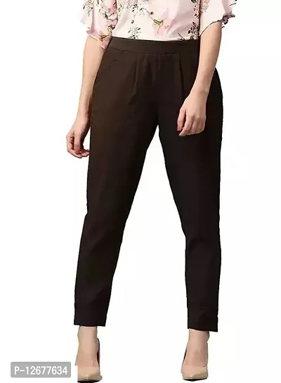 Comfy Cotton Blend Black Trouser For Women-thumb0