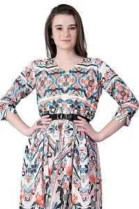 Satinostitch Fashion Western Midi Dresses for Women | Short A-Line Dress for Girls | Maxi Dress for Women | Drees with Elastic Belt-thumb2