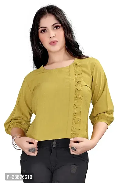Satinostitch Crop Top for Women||Trendy New Top||Olive Green Crop Top for Women||Crop T- Shirt for Women||Tops for Women Stylish Latest||Western Tops for Women (M)-thumb0