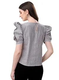 Satinostitch Women's Cotton Blend Puff Sleeve Top Round Neck Balloon Bishop Sleeve Elegant Casual Top for Womens/Girls-thumb3