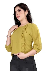 Satinostitch Crop Top for Women||Trendy New Top||Olive Green Crop Top for Women||Crop T- Shirt for Women||Tops for Women Stylish Latest||Western Tops for Women (M)-thumb1