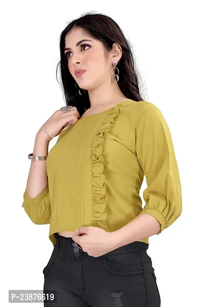 Satinostitch Crop Top for Women||Trendy New Top||Olive Green Crop Top for Women||Crop T- Shirt for Women||Tops for Women Stylish Latest||Western Tops for Women (M)-thumb2
