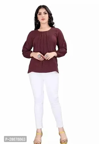 Elegant  Cambric Cotton  Regular Length Top For Women-thumb0