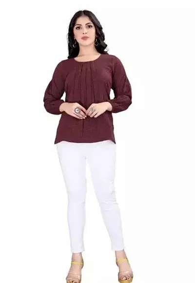 Elegant Cambric Regular Length Top For Women