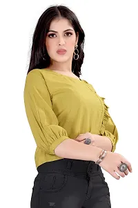 Satinostitch Crop Top for Women||Trendy New Top||Olive Green Crop Top for Women||Crop T- Shirt for Women||Tops for Women Stylish Latest||Western Tops for Women (M)-thumb2