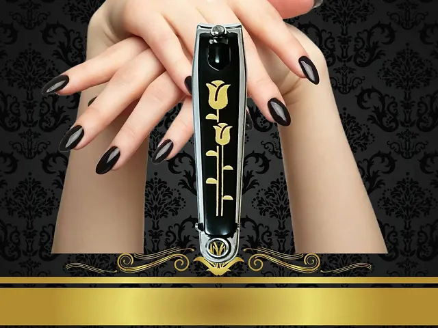 Flower Printed Nail Cutter - Golden Rose with Stylish black shade- Premium Quality Nail clipper for BLACK LOVERS [1 Unit]