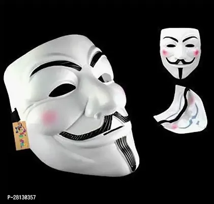 (V2) Western Era Vendetta Comic Face Mask Anonymous Guy Fawkes, White (Set of 2)-thumb3