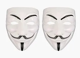 (V2) Western Era Vendetta Comic Face Mask Anonymous Guy Fawkes, White (Set of 2)-thumb1