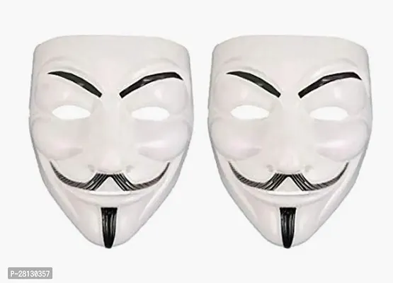 (V2) Western Era Vendetta Comic Face Mask Anonymous Guy Fawkes, White (Set of 2)-thumb2