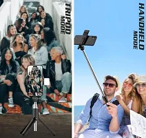 Selfie Stick with Light and Mirror Bluetooth  with 2 Level LED Fill Light  -  Black-thumb3