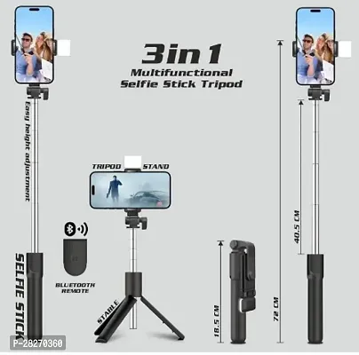 Selfie Stick Tripod with Fill Light Phone Tripod Stand with Remote  360deg  (Black 60cm)