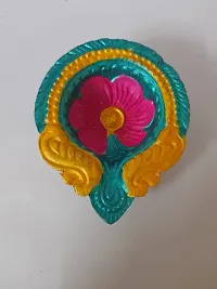 Radha Krishna Agriculture? Clay Mitti Diyas Colourful Decorative Terracotta Diwali, Navratri Decoration Items for Home Office,Traditional Diya for Pooja Lights Multicolour (Set of 02)-thumb1