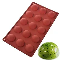 Grizzly 15 Half Sphere Silicone Mould Tray for Cake Or Chocolate Ball Dome Shape (3.8 cm Diameter of Each Cavity, Multicolor)-thumb1