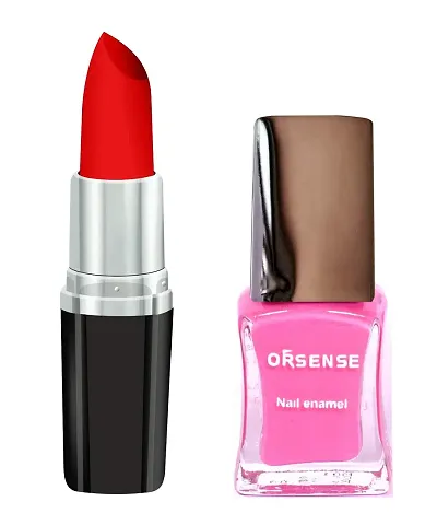 Orsense Matte Lip Color And Nail Polish, Lipcolor And Nail polish for Women, multicolor Lipstick best for all skin type, Enrich Lipstick Nude, Red, Maroon, Pink, Regular Lipstick and Nail Polish