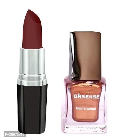 Orsense Matte Lip Color And Nail Polish, Lipcolor And Nail polish for Women, multicolor Lipstick best for all skin type, Enrich Lipstick Nude, Red, Maroon, Pink, Regular Lipstick and Nail Polish-thumb0