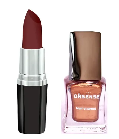 Orsense Matte Lip Color And Nail Polish, Lipcolor And Nail polish for Women, multicolor Lipstick best for all skin type, Enrich Lipstick Nude, Red, Maroon, Pink, Regular Lipstick and Nail Polish