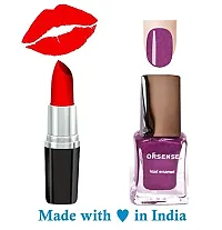 Orsense Matte Lip Color And Nail Polish, Lipcolor And Nail polish for Women, multicolor Lipstick best for all skin type, Enrich Lipstick Nude, Red, Maroon, Pink, Regular Lipstick and Nail Polish-thumb1