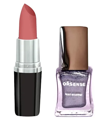 Orsense Matte Lip Color And Nail Polish, Lipcolor And Nail polish for Women, multicolor Lipstick best for all skin type, Enrich Lipstick Nude, Red, Maroon, Pink, Regular Lipstick and Nail Polish