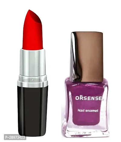 Orsense Matte Lip Color And Nail Polish, Lipcolor And Nail polish for Women, multicolor Lipstick best for all skin type, Enrich Lipstick Nude, Red, Maroon, Pink, Regular Lipstick and Nail Polish-thumb0