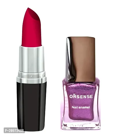 Orsense Matte Lip Color And Nail Polish, Lipcolor And Nail polish for Women, multicolor Lipstick best for all skin type, Enrich Lipstick Nude, Red, Maroon, Pink, Regular Lipstick and Nail Polish-thumb0
