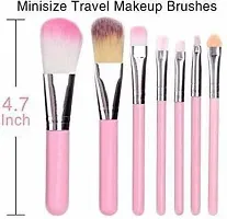 Soft Bristle Makeup Mini Brush Set- Pink, 7 Pieces-thumb1