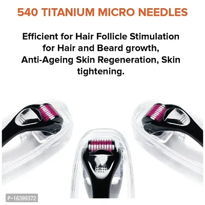 Derma Roller with 540 Titanium Alloy Micro Needles 0.5 mm | Suitable for Beard Also | Reduces Hair Fall | Stimulates Hair Follicles | Easy to use | Safe  Effective-thumb3