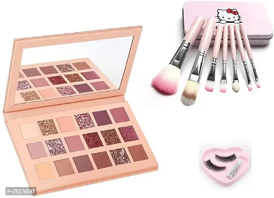 New Nude Eyeshadow Palette with Hello  Kitty Makeup Brush (pin) with 1 pc eyelash-thumb0