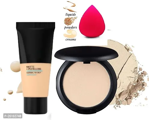 Makeup Foundation and Compact Powder with Makeup Puff