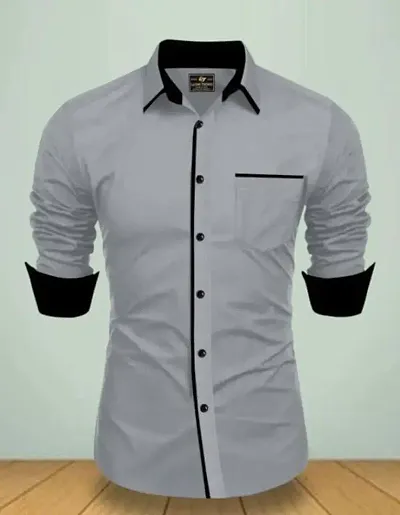 Reliable Blend Solid Long Sleeves Casual Shirts For Men