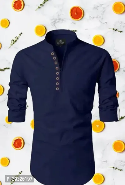 Stylish Cotton Solid Kurta for Men-thumb0