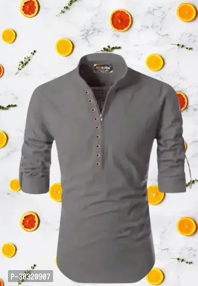 Stylish Cotton Solid Kurta for Men-thumb0