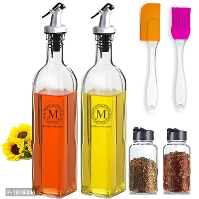 Glass Oil Dispenser Leak Proof Soy Sauce Vinegar Glass Bottle For Kitchen Combo