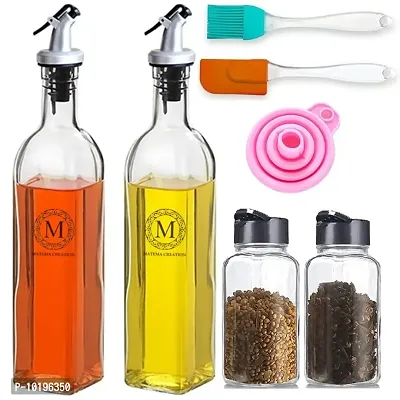Oil Dispenser 500 Ml Bottle Silicon Funnel And Oil Brush For Kitchen Perfect Combo-thumb0