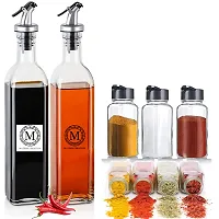 Square Shape Olive Oil Dispenser Bottle 500Ml Qty 2 Square Shape Glass Spice Jars 120Ml Qty 3-thumb1