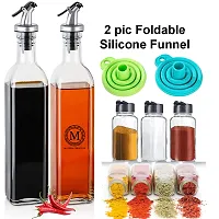 Square Shape Olive Oil Dispenser Bottle 500ml Qty-2,Spice Jars 120ml Qty-3,Funnel QTY-2-thumb1