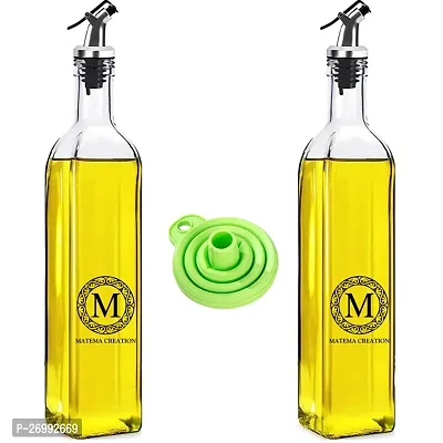 Matema 500ml Glass Oil Dispenser Bottle for Kitchen,Oil Bottle-2,Funnel-1