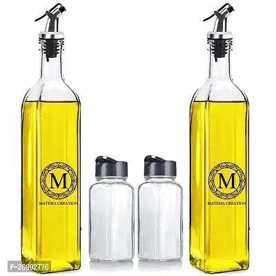 Matema 500ml Glass Oil Dispenser Bottle for Kitchen,Oil Bottle-2,Spice Jar-2